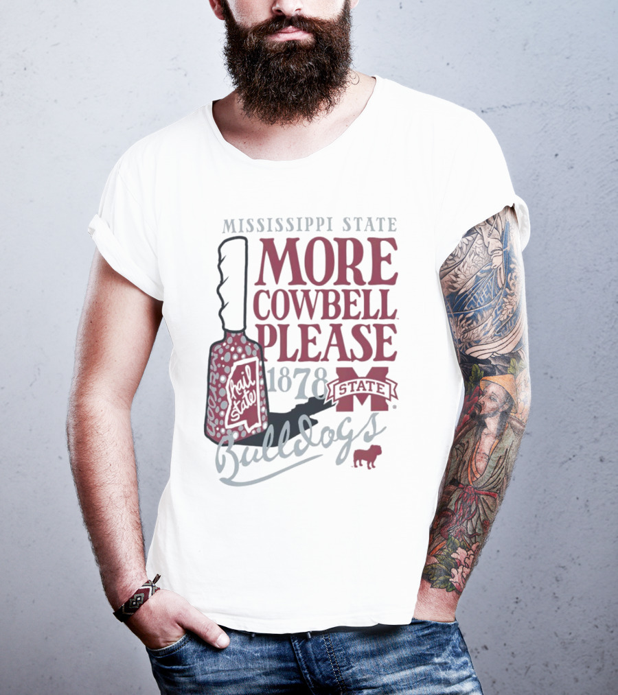 Mississippi State Bulldogs More Cowbell Please 1878 Vintage Cowbell T-Shirt