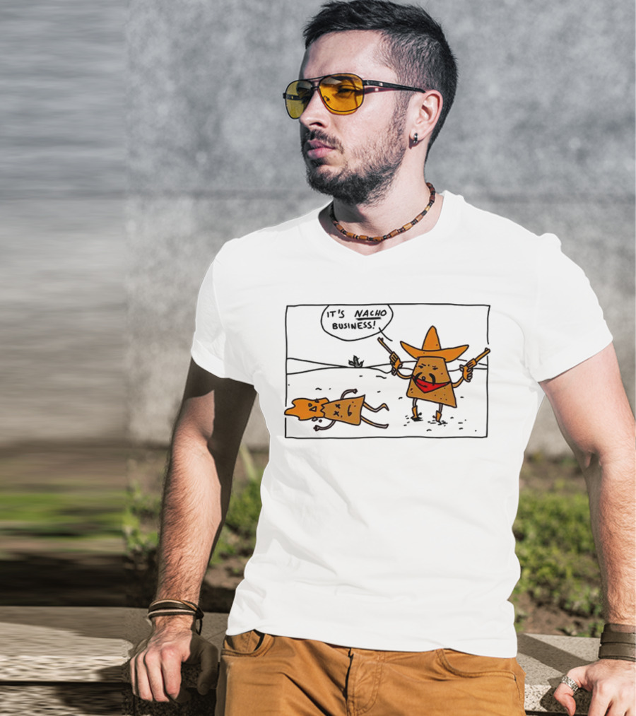 It’s Nacho Business Sombrero Pistols Cartoon Scene T-Shirt