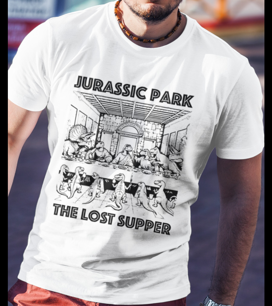 Jurassic Park The Lost Supper Dinosaurs Last Supper Scene T-Shirt