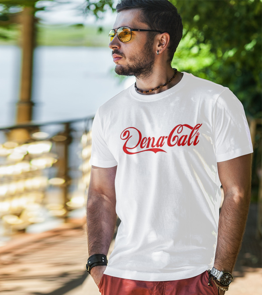 Dena Cali Script Style Text - Red T-Shirt