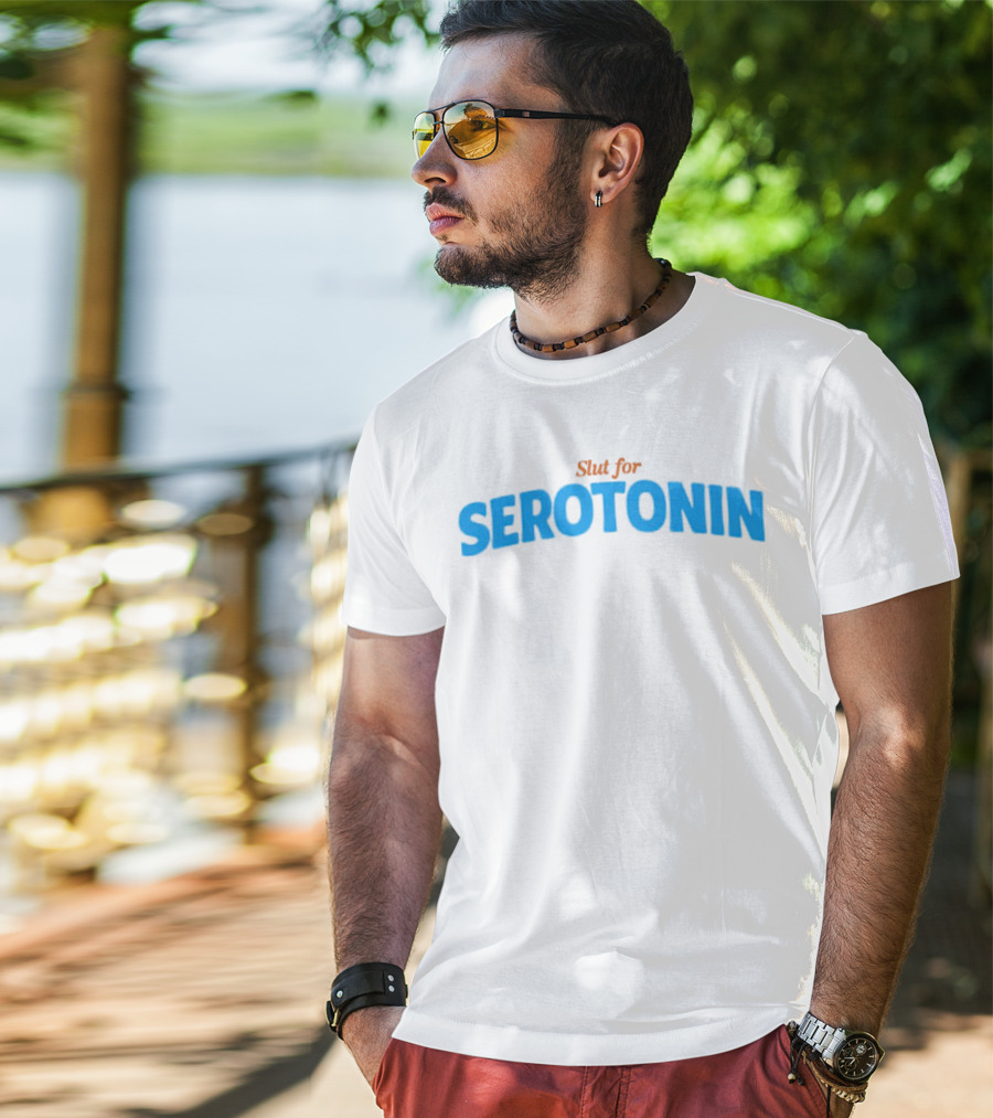 Slut For Serotonin Serotonin Text In Blue T-Shirt