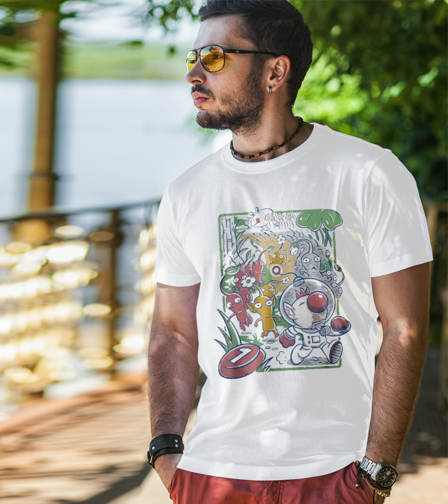 Captain Olimar And Colorful Pikmin Exploration Adventure T-Shirt