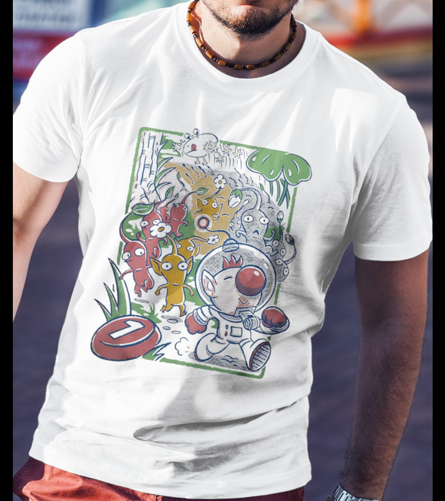 Captain Olimar And Colorful Pikmin Exploration Adventure T-Shirt