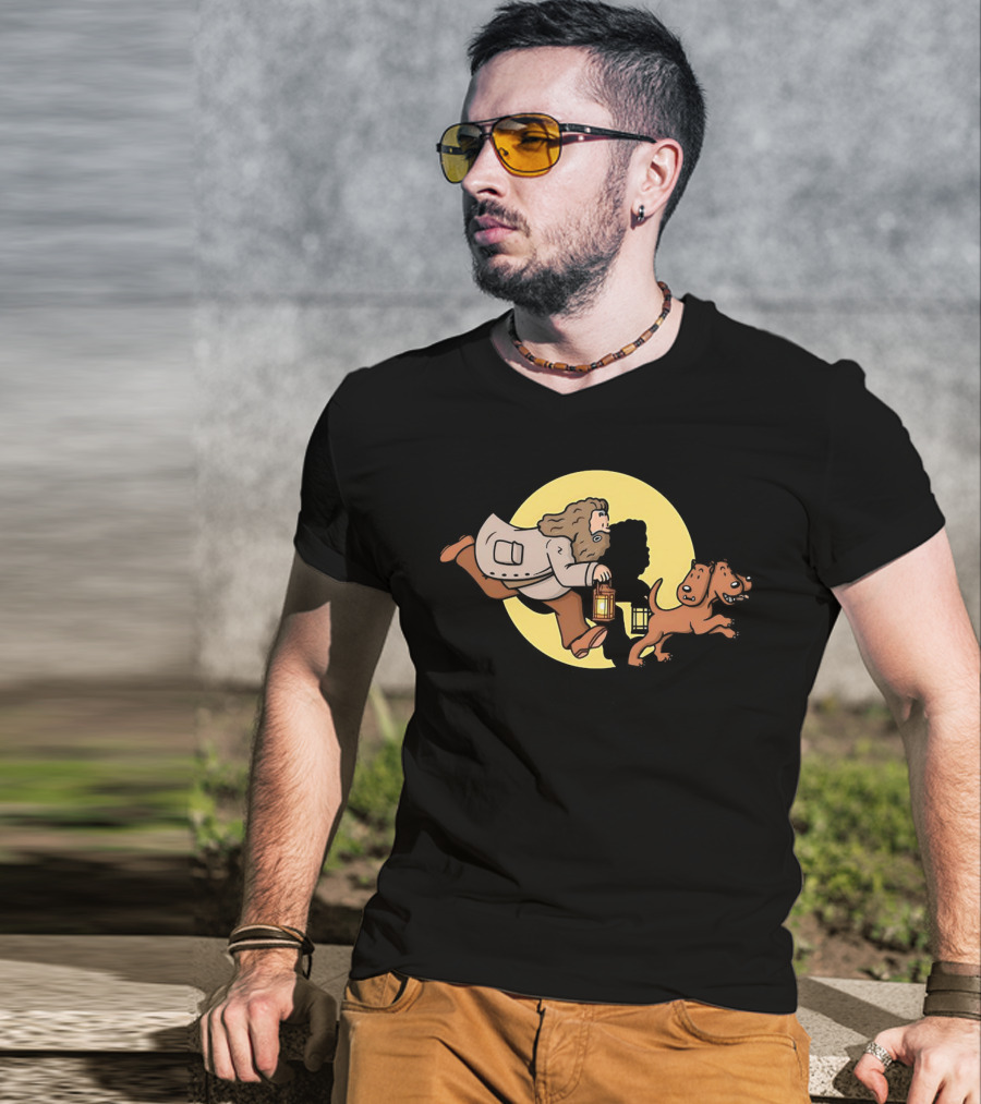 Hagrid And Fluffy Lantern Adventure Moonlit Tintin T-Shirt