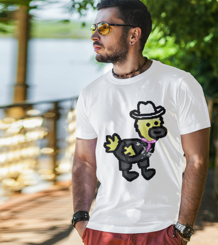 Ken Gosling Pixel Art Cowboy Duck With Hat And Scarf T-Shirt