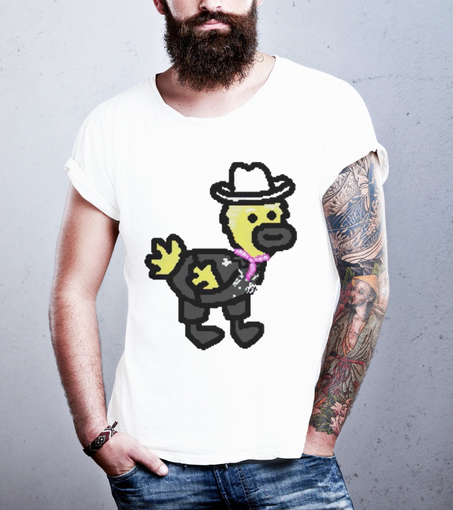 Ken Gosling Pixel Art Cowboy Duck With Hat And Scarf T-Shirt