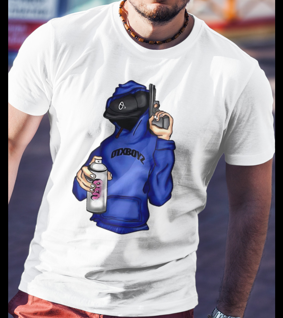 OTXBOYZ Hooded Figure With Spray And Gun T-Shirt