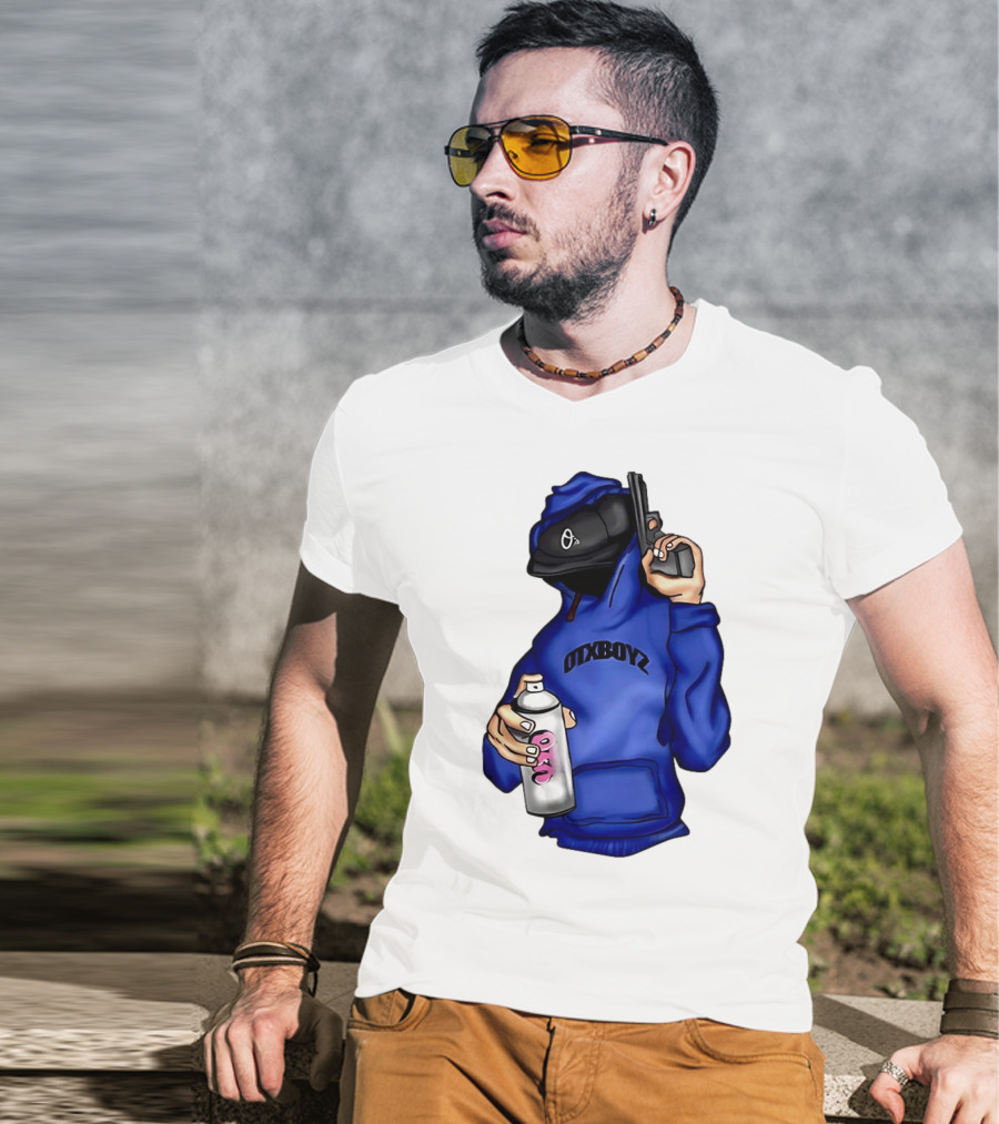 OTXBOYZ Hooded Figure With Spray And Gun T-Shirt