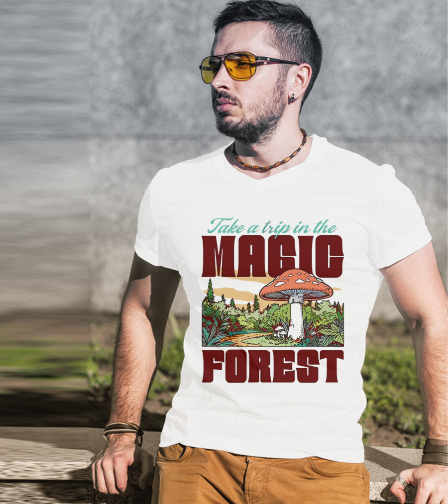 Take A Trip In The Magic Forest With Enchanted Mushroom Pathway T-Shirt