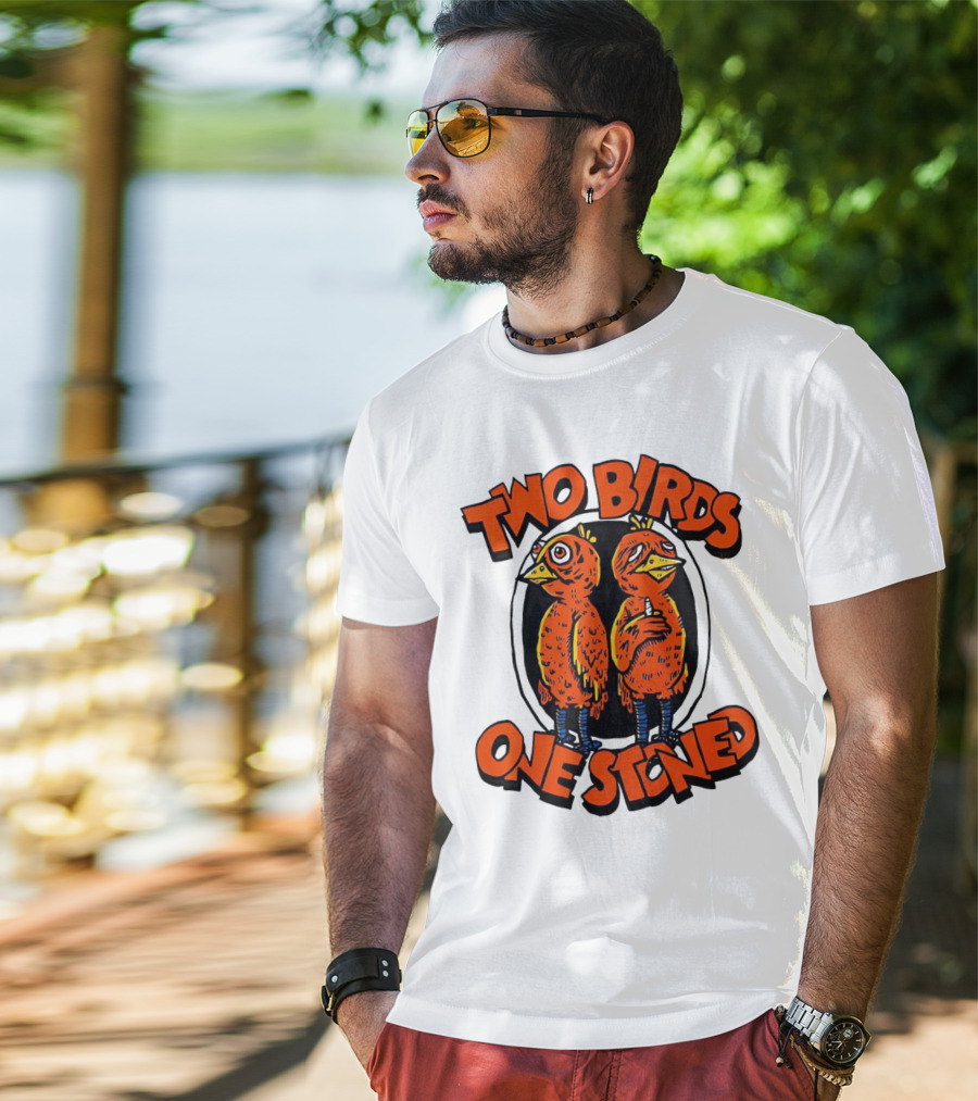Two Birds One Stoned Psychedelic Chickens T-Shirt