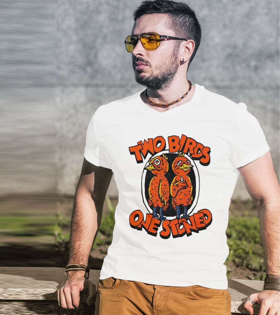 Two Birds One Stoned Psychedelic Chickens T-Shirt
