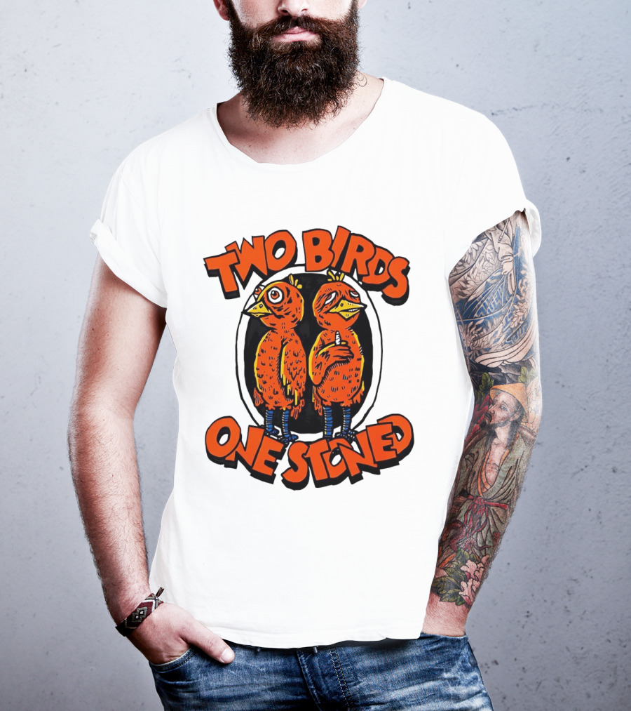 Two Birds One Stoned Psychedelic Chickens T-Shirt