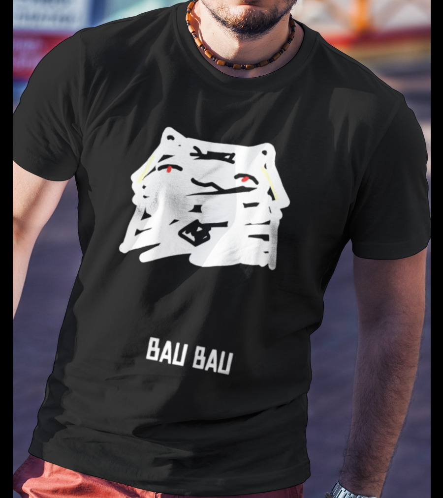 Bau Bau Cat Minimalist Face Sketch T-Shirt