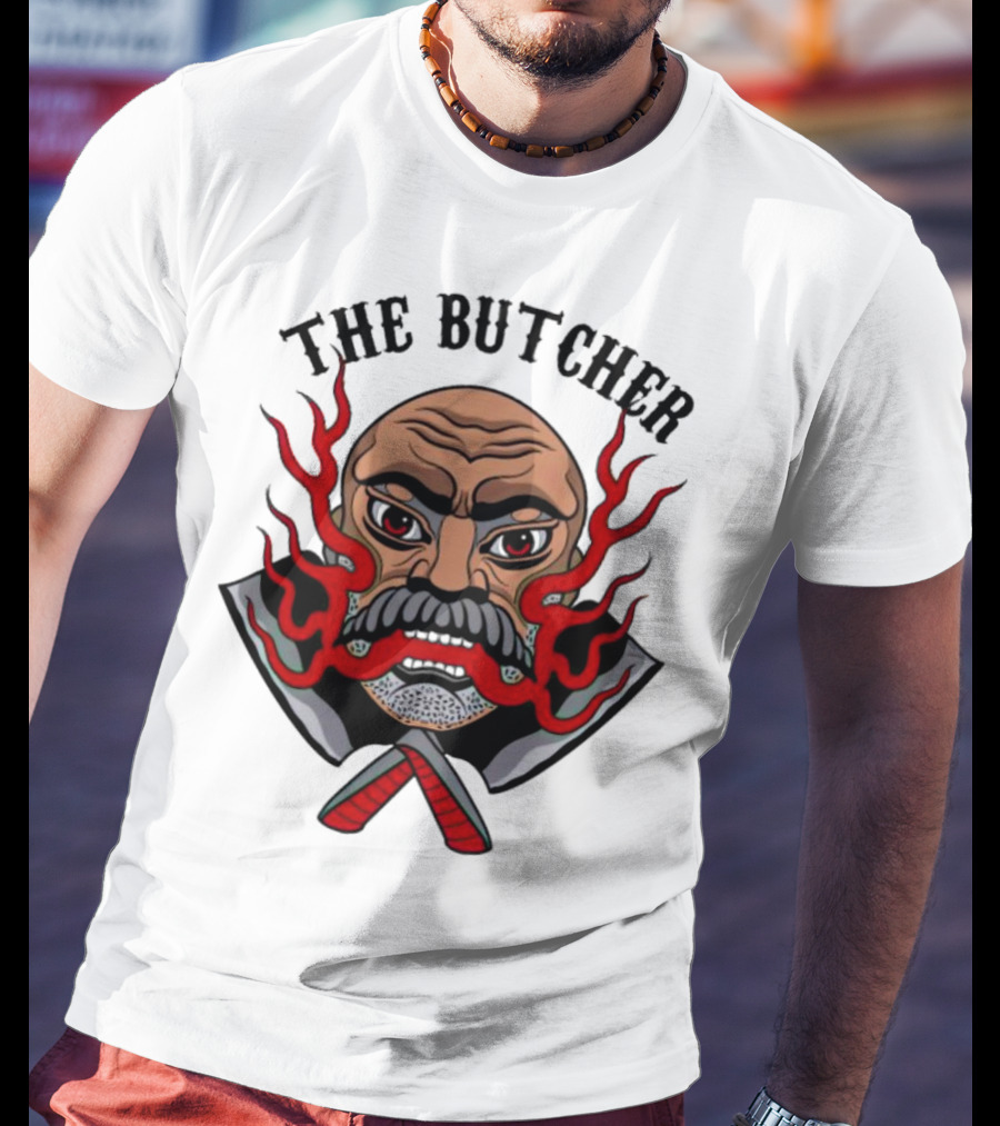 The Butcher Fiery Face With Crossed Cleavers T-Shirt