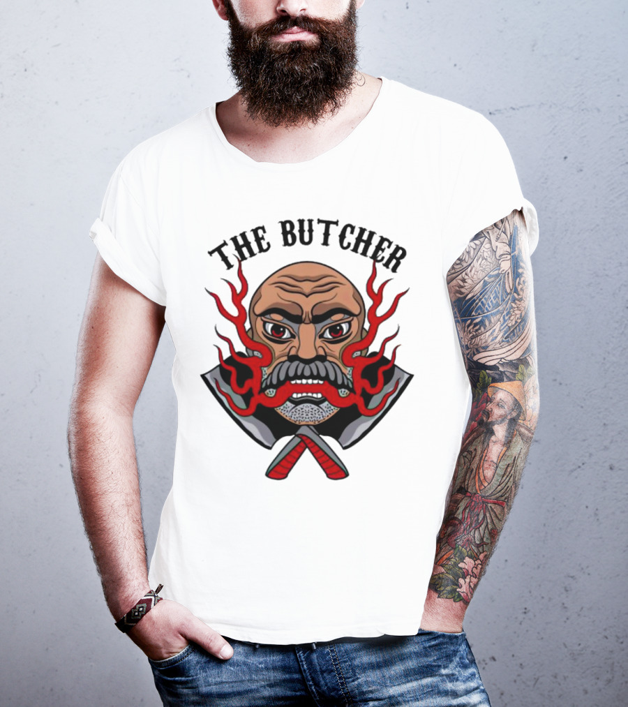The Butcher Fiery Face With Crossed Cleavers T-Shirt