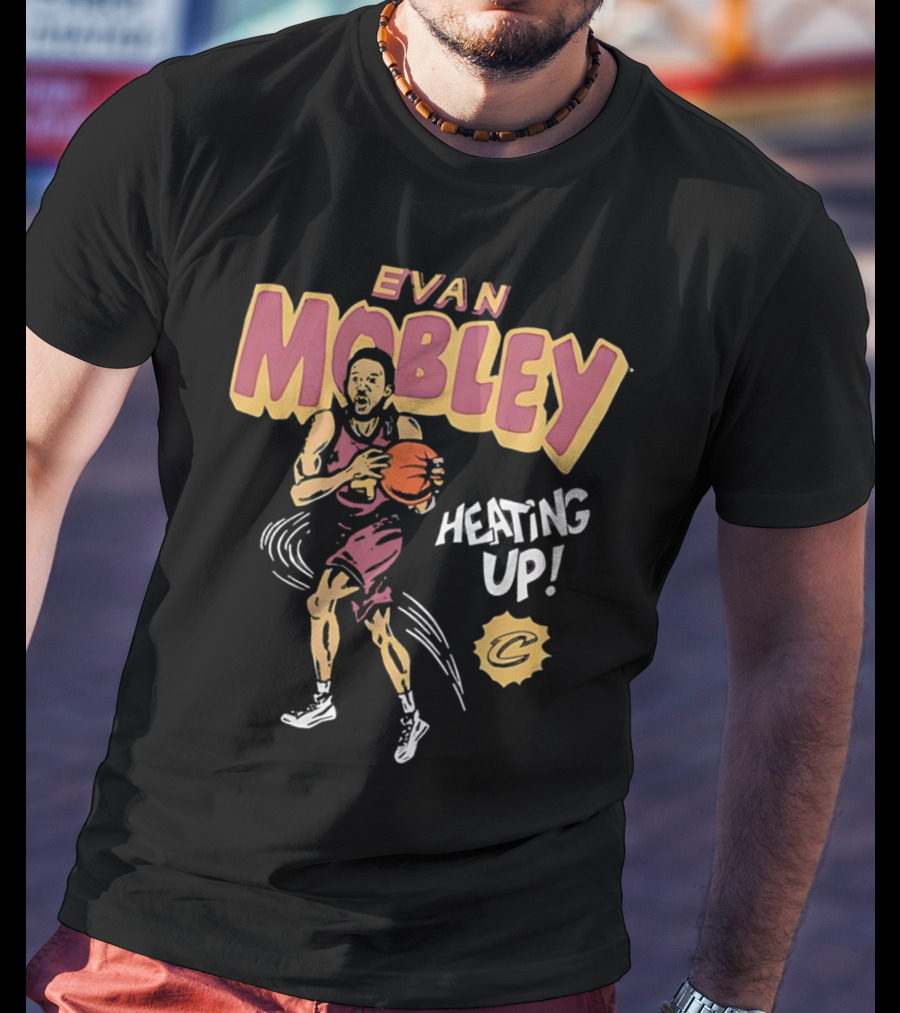 Evan Mobley Heating Up Cleveland Cavaliers Cartoon Basketball Player T-Shirt