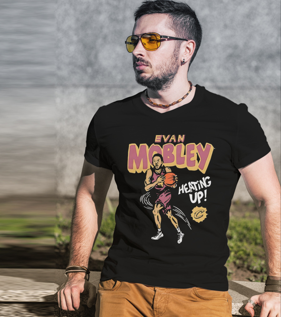 Evan Mobley Heating Up Cleveland Cavaliers Cartoon Basketball Player T-Shirt