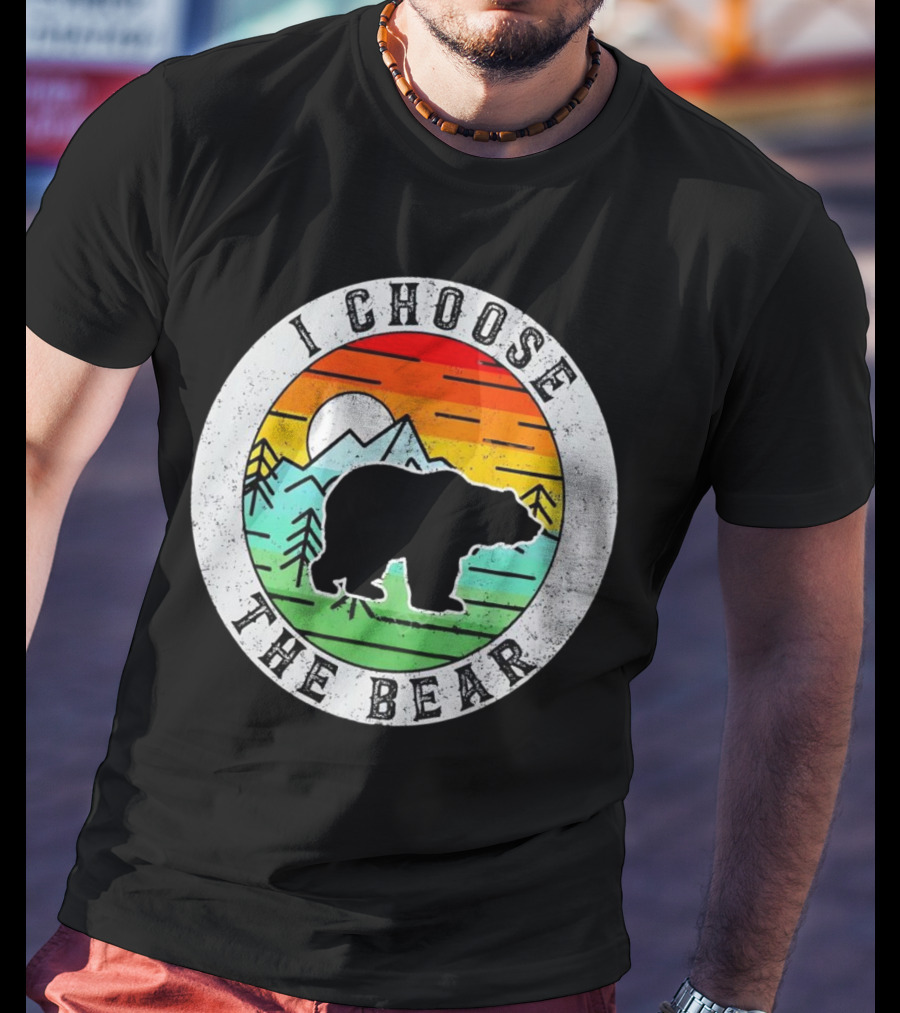 I Choose The Bear Vintage Sunset Mountains T-Shirt