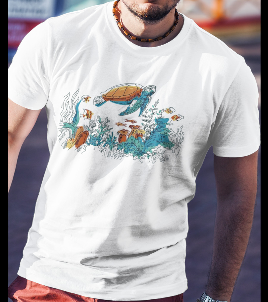 Life Is Good Turtle Oceanscape Boxy Crusher T-Shirt