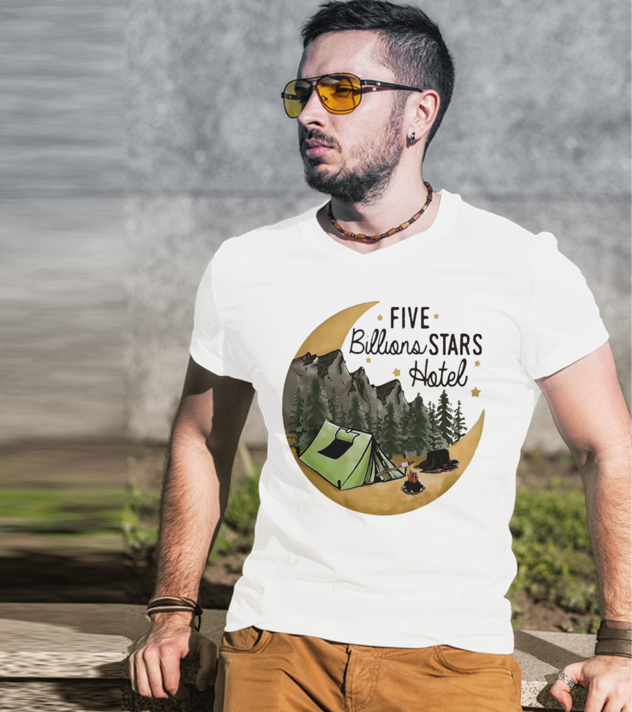 Five Billions Stars Hotel Camping Adventure Under Moonlit Forest T-Shirt