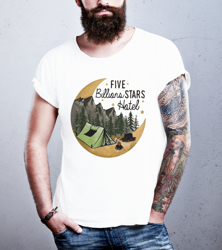 Five Billions Stars Hotel Camping Adventure Under Moonlit Forest T-Shirt