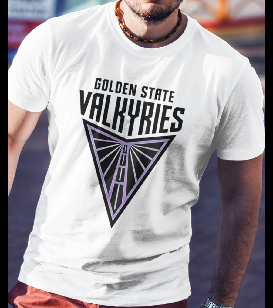 Golden State Valkyries Triangular Emblem In Black And Purple T-Shirt