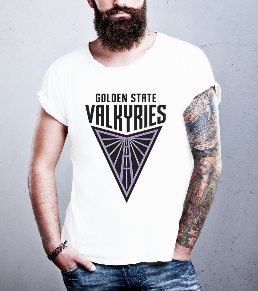 Golden State Valkyries Triangular Emblem In Black And Purple T-Shirt