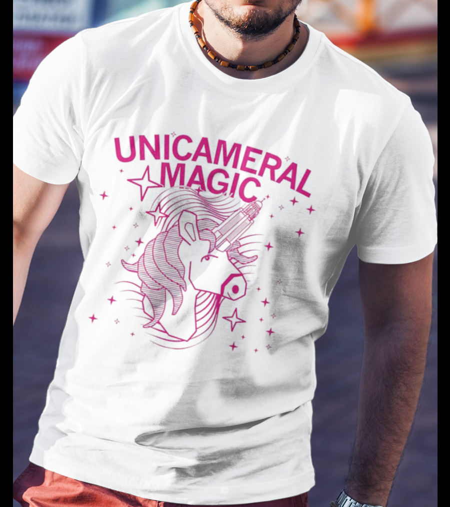 Unicameral Magic Neon Unicorn Capitol Stars T-Shirt