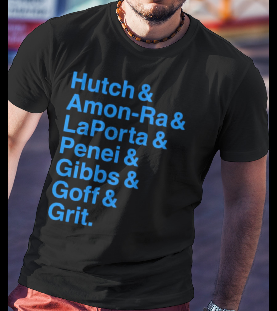 Hutch And Amon-ra And Laporta And Penei And Gibbs And Goff And Grit Detroit Lions NFL Players T-Shirt