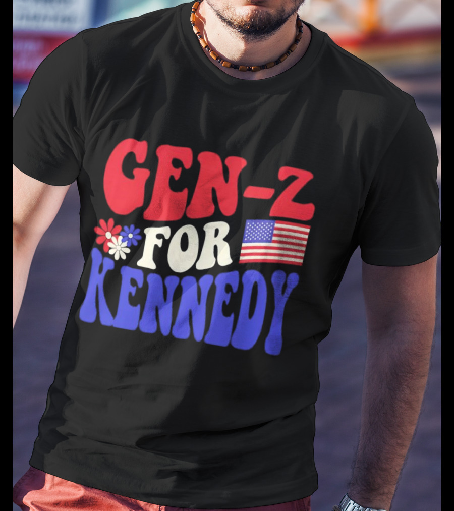 Gen-Z For Kennedy American Flag Retro Flowers T-Shirt