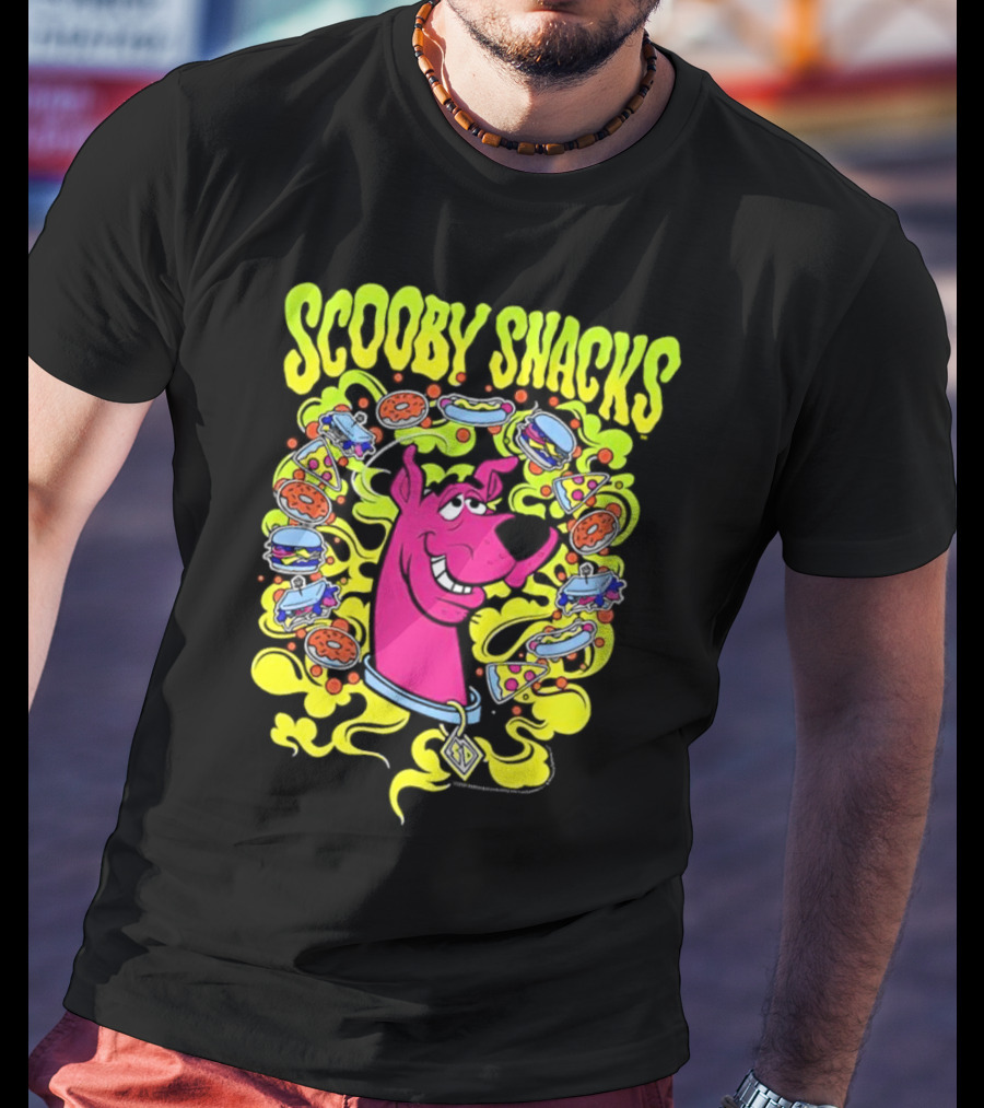 Scooby Snacks Scooby Doo Illustrated Neon Collage T-Shirt