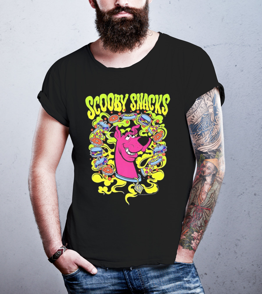 Scooby Snacks Scooby Doo Illustrated Neon Collage T-Shirt