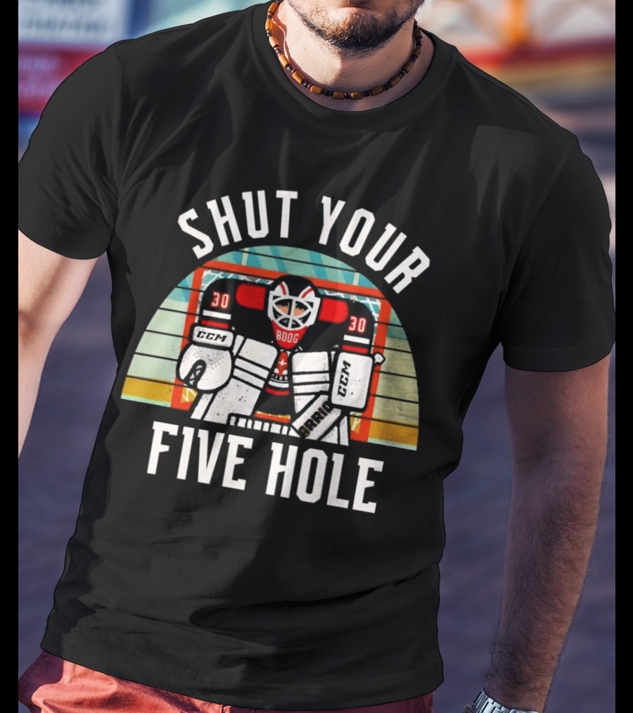 Shut Your Five Hole Vintage Hockey Goalie T-Shirt