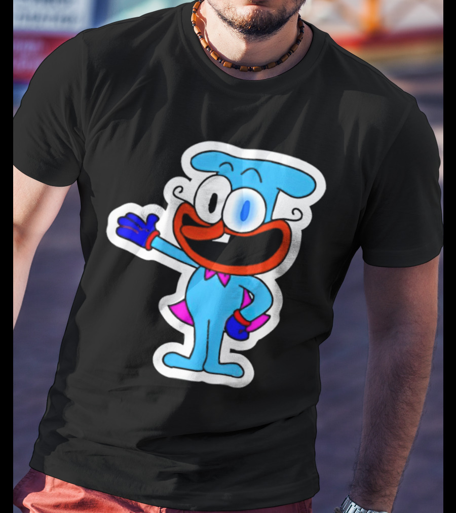 The Doise Cartoon Character With Blue Outfit And Red Accent Detailing T-Shirt