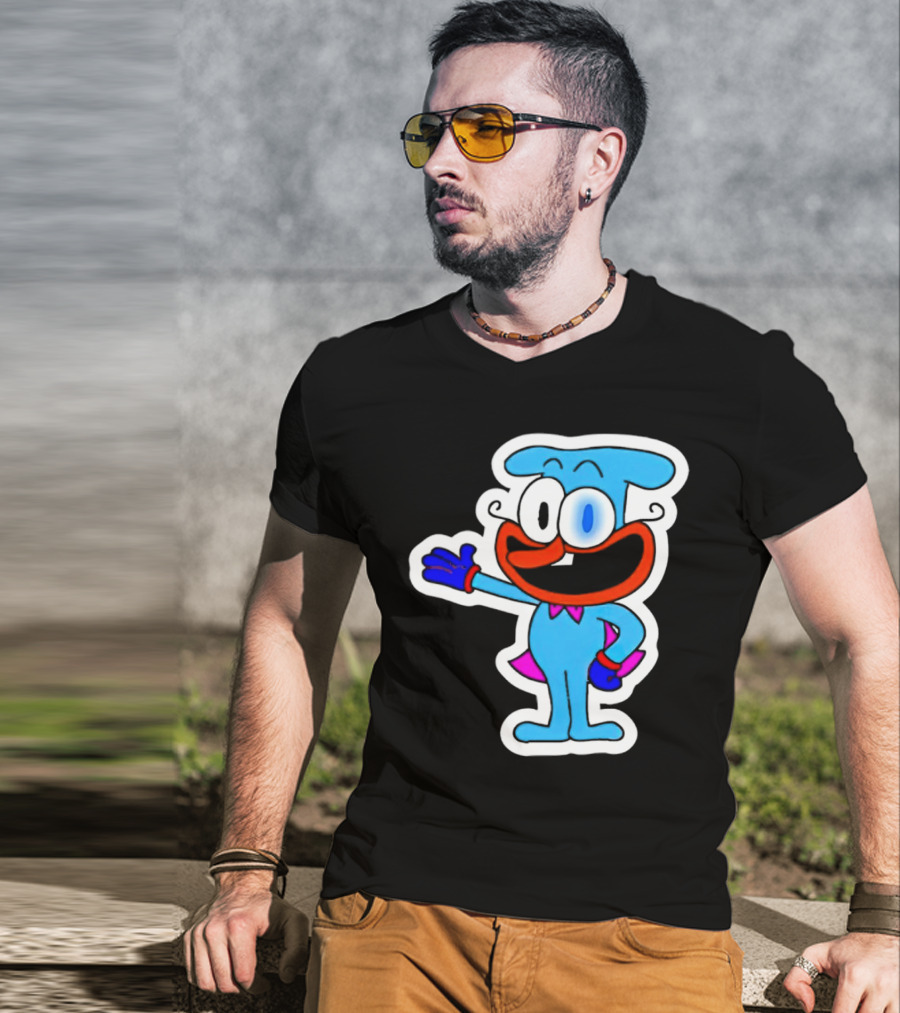 The Doise Cartoon Character With Blue Outfit And Red Accent Detailing T-Shirt