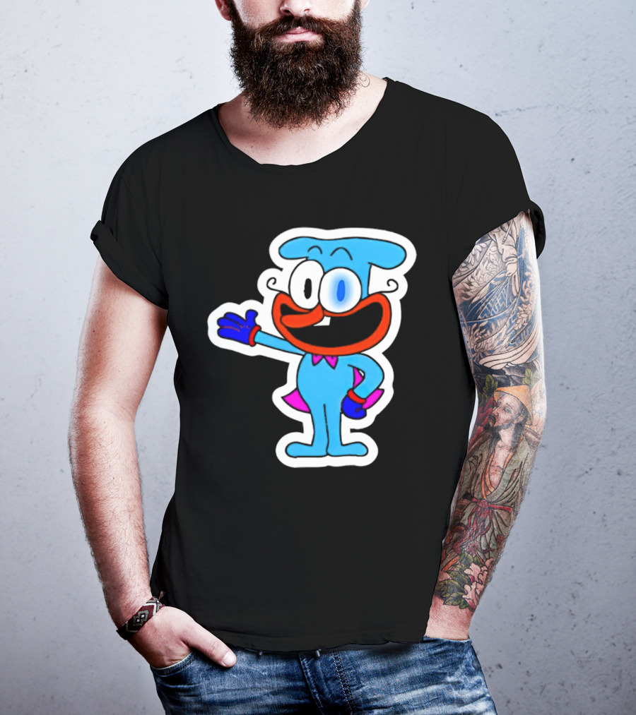 The Doise Cartoon Character With Blue Outfit And Red Accent Detailing T-Shirt