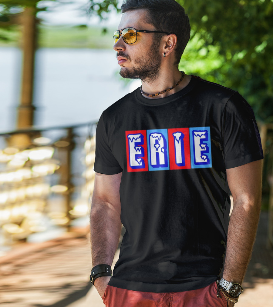 ERIE Ice Block Letters T-Shirt