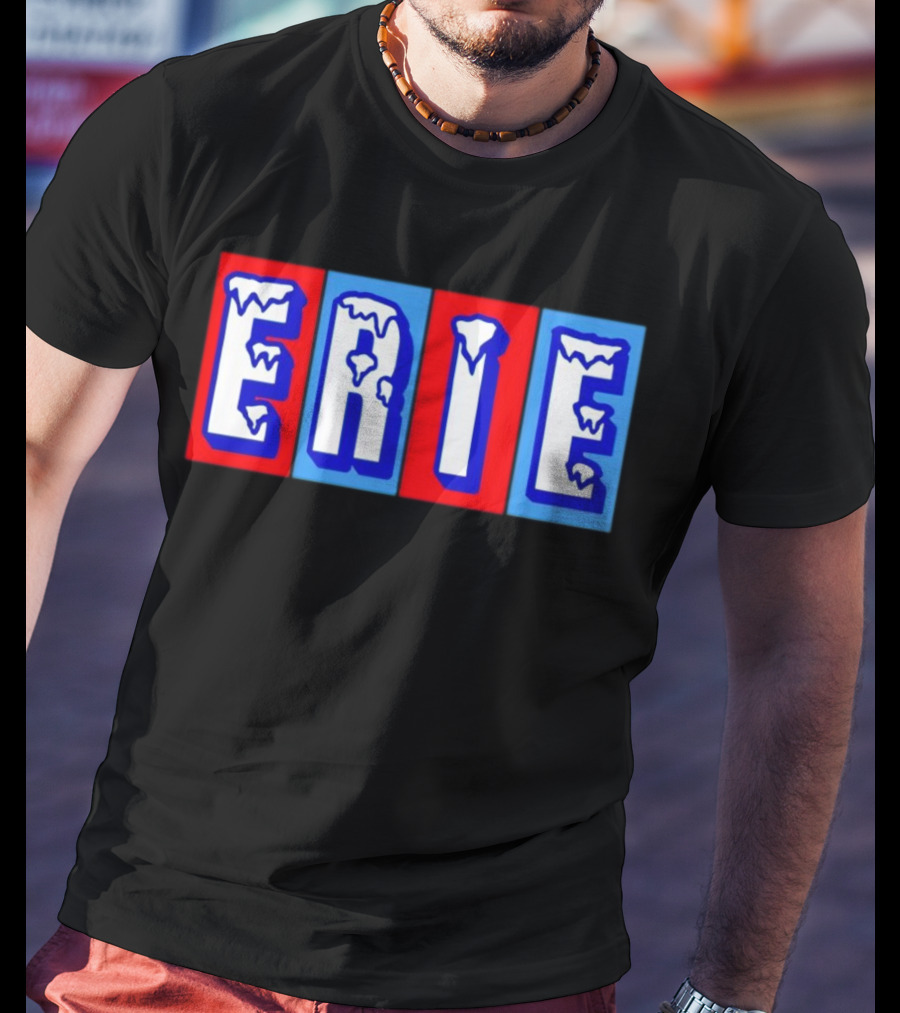 ERIE Ice Block Letters T-Shirt