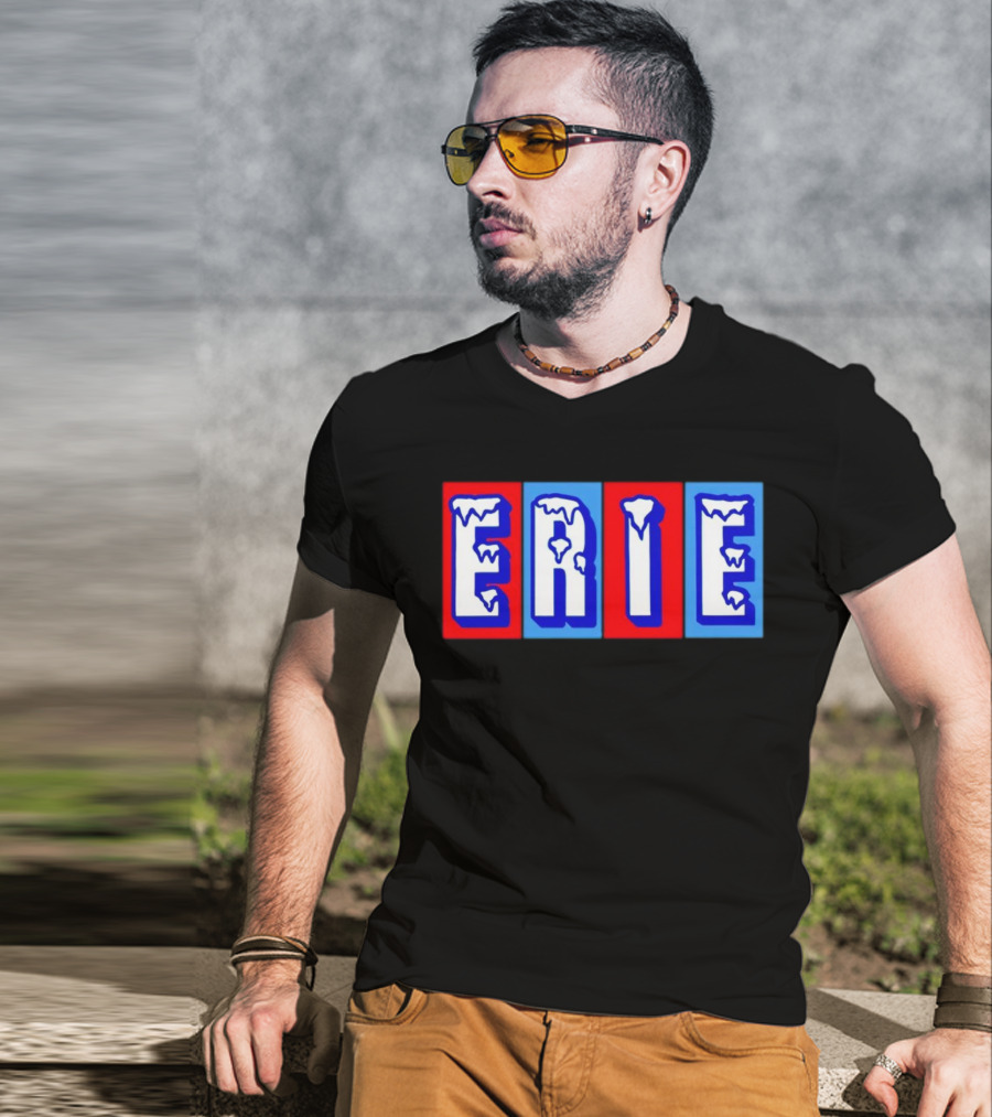 ERIE Ice Block Letters T-Shirt
