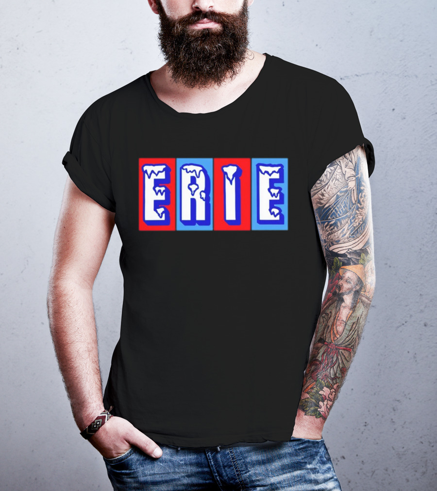 ERIE Ice Block Letters T-Shirt