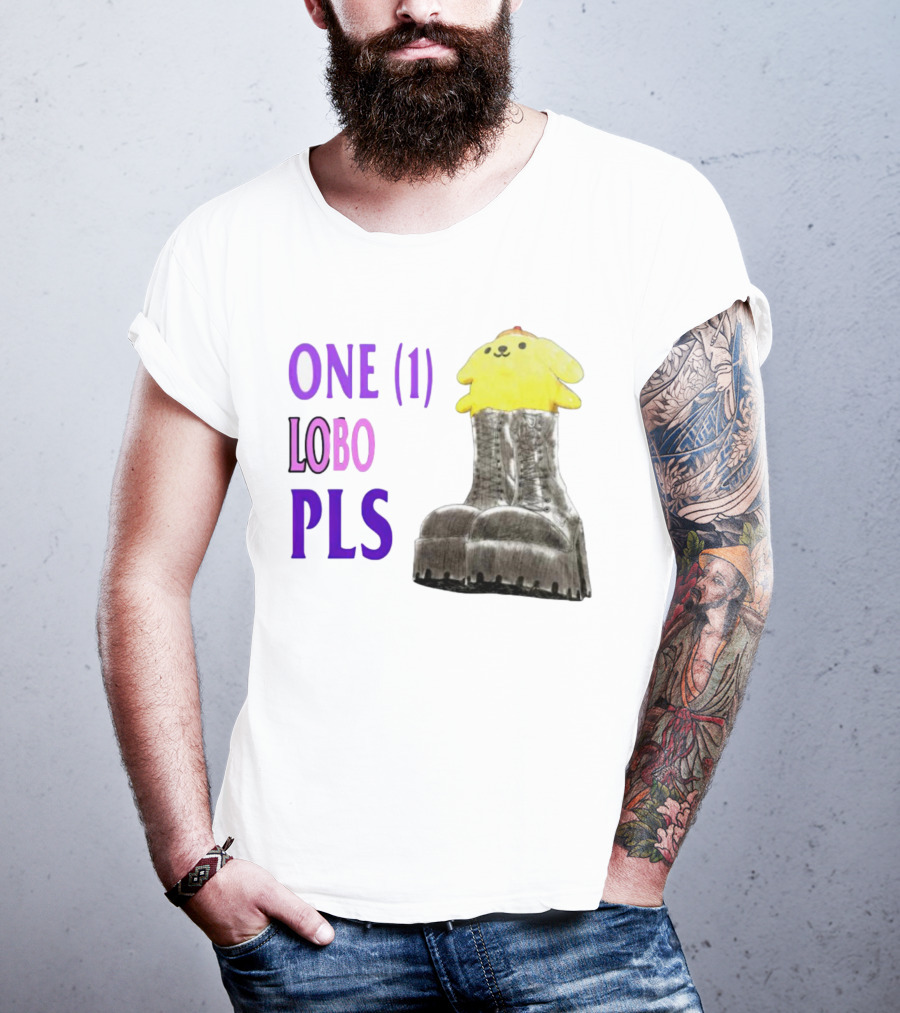 ONE (1) LOBO PLS Yellow Character Black Boots T-Shirt