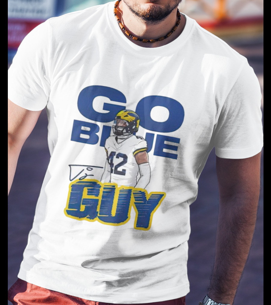 Go Blue Tj Guy 42 Football Player T-Shirt