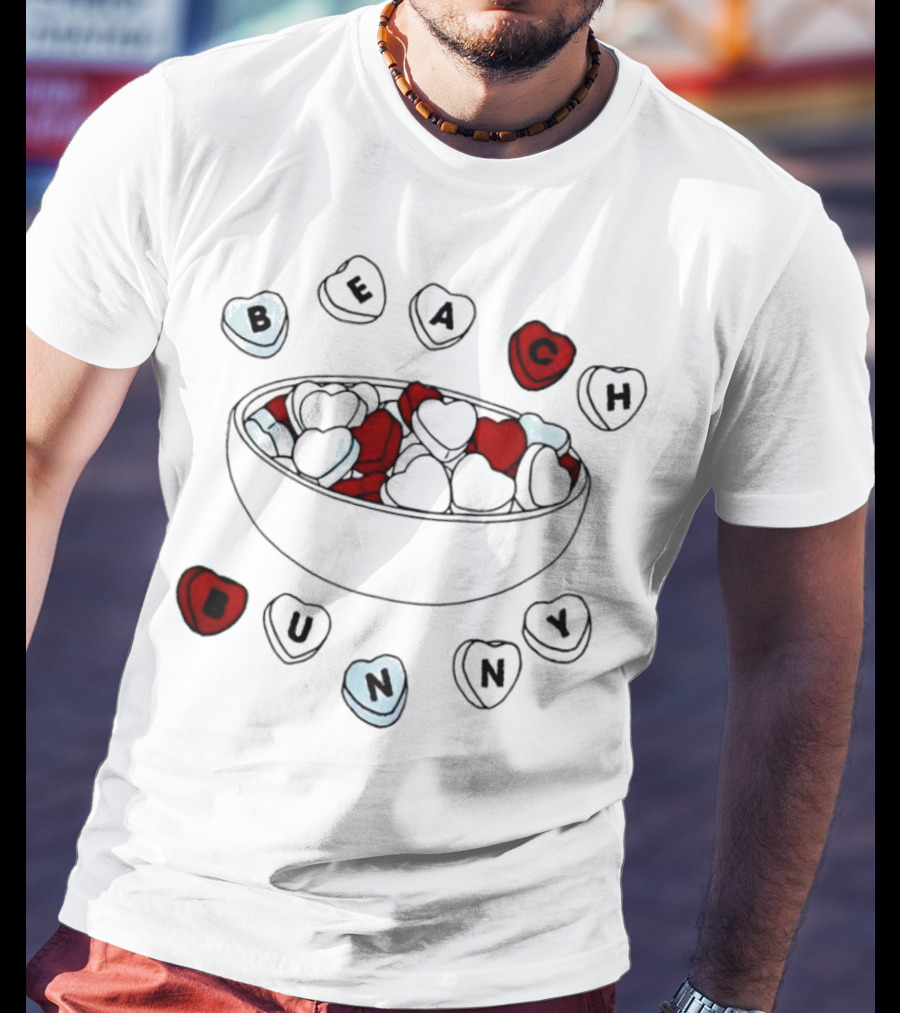 BEACH Bunny Heart Bowl With Red And Black Hearts T-Shirt