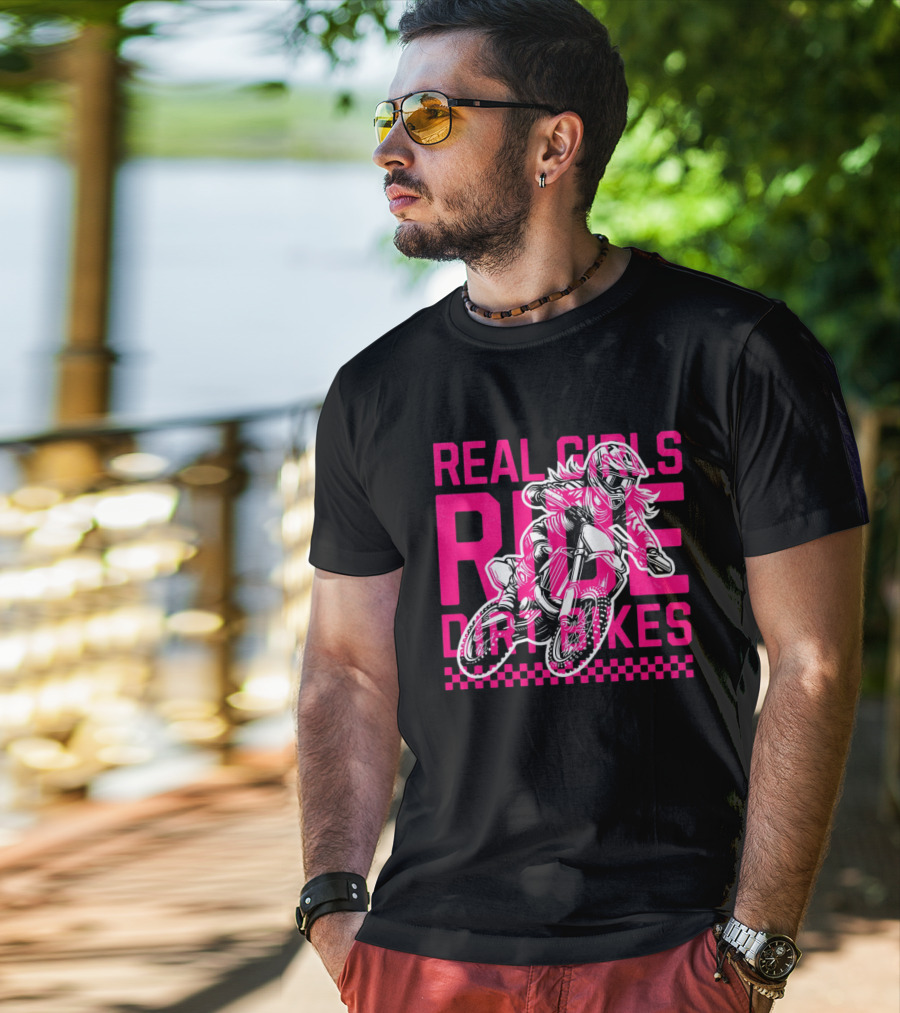 Real Girls Ride Dirt Bikes Motocross Racer T-Shirt
