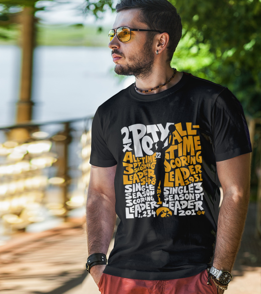 2X POTY Iowa All Time Scoring Leader 3951 Single Season Scoring Leader 1234 T-Shirt