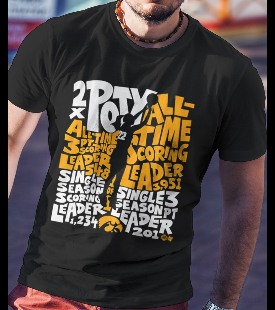 2X POTY Iowa All Time Scoring Leader 3951 Single Season Scoring Leader 1234 T-Shirt