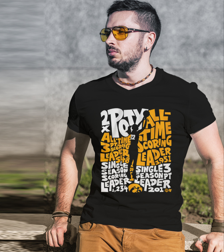 2X POTY Iowa All Time Scoring Leader 3951 Single Season Scoring Leader 1234 T-Shirt