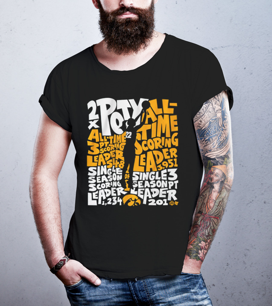 2X POTY Iowa All Time Scoring Leader 3951 Single Season Scoring Leader 1234 T-Shirt