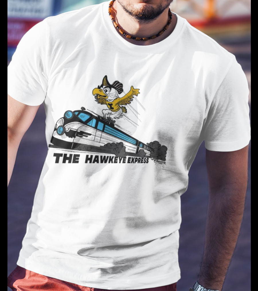 Iowa Hawkeyes The Hawkeye Express Train With Flying Mascot T-Shirt