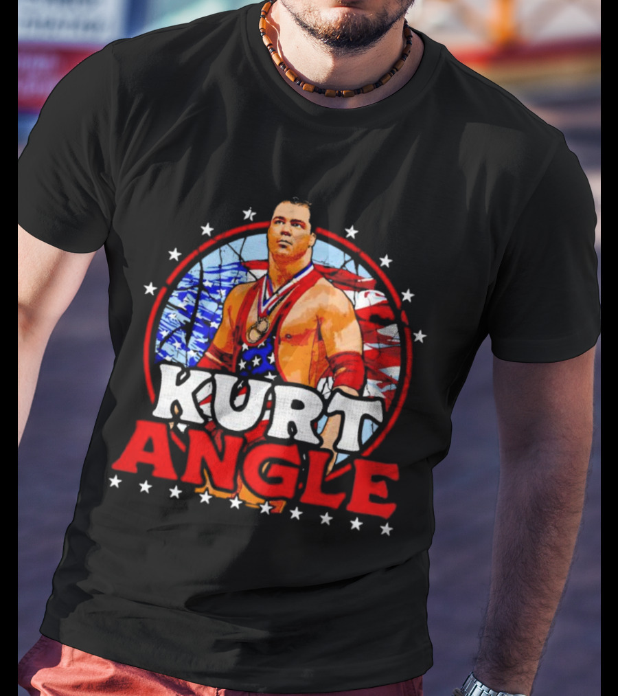 Kurt Angle Patriotic Stars And Stripes Wrestling T-Shirt